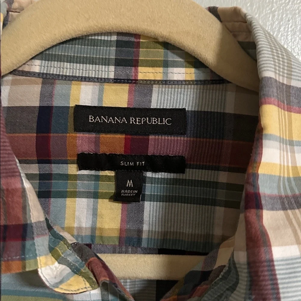 Banana Republic Men's Shirt Slim Fit Plaid Long Sleeve Size-M